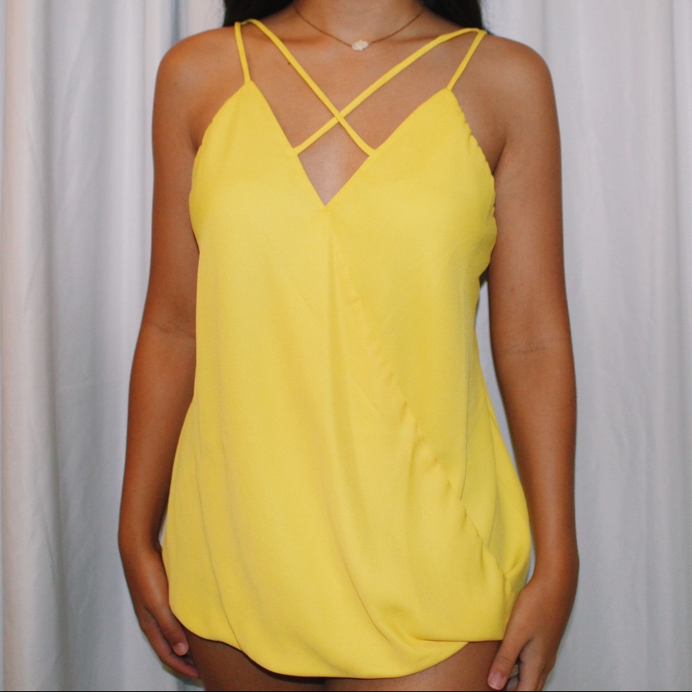Yellow Fashion Nova Cross Front Top